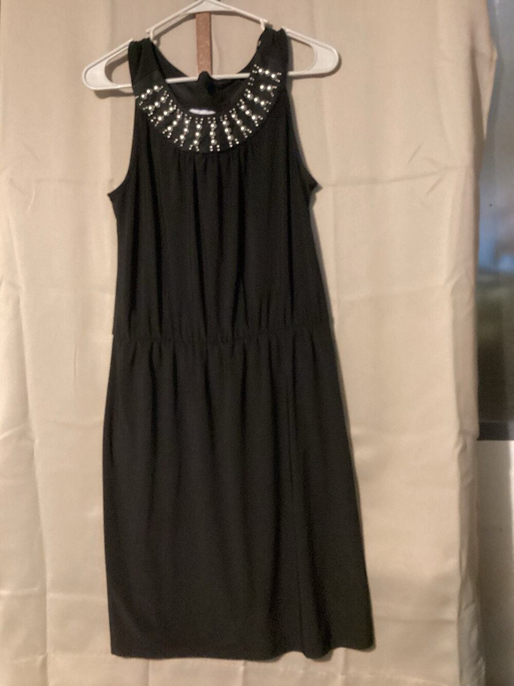 Women’s Another Thyme Embellished Sequined Sleeveless Dress Gathered Waist SZ 8